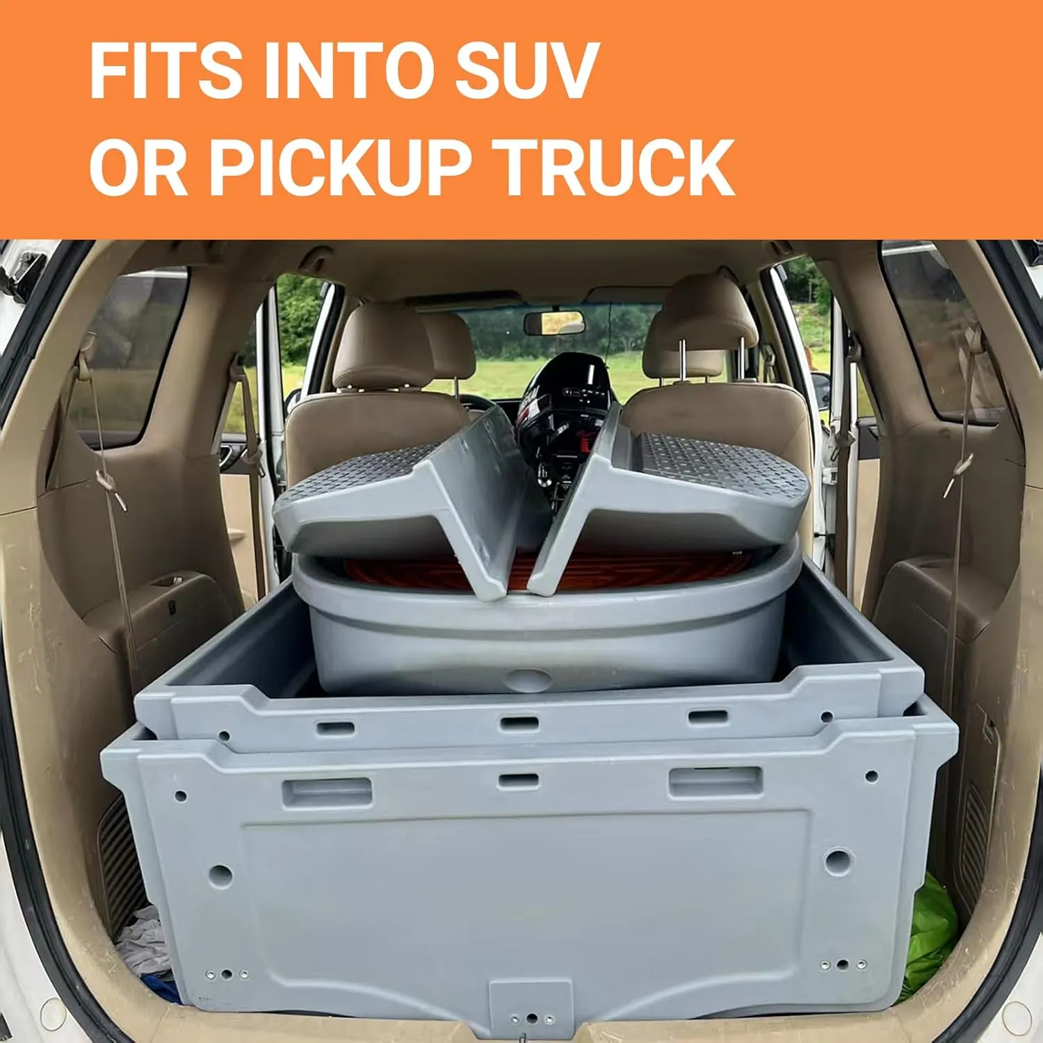Portable Fishing Boat with Foldable Modular, Fits in SUVs and Pickup Trucks, 1700lb Capacity Pontoon Boat for 3-6 Adults, Won't Capsize or Sink, Supports Motor, Ideal for Angling and Rescuing, Gray