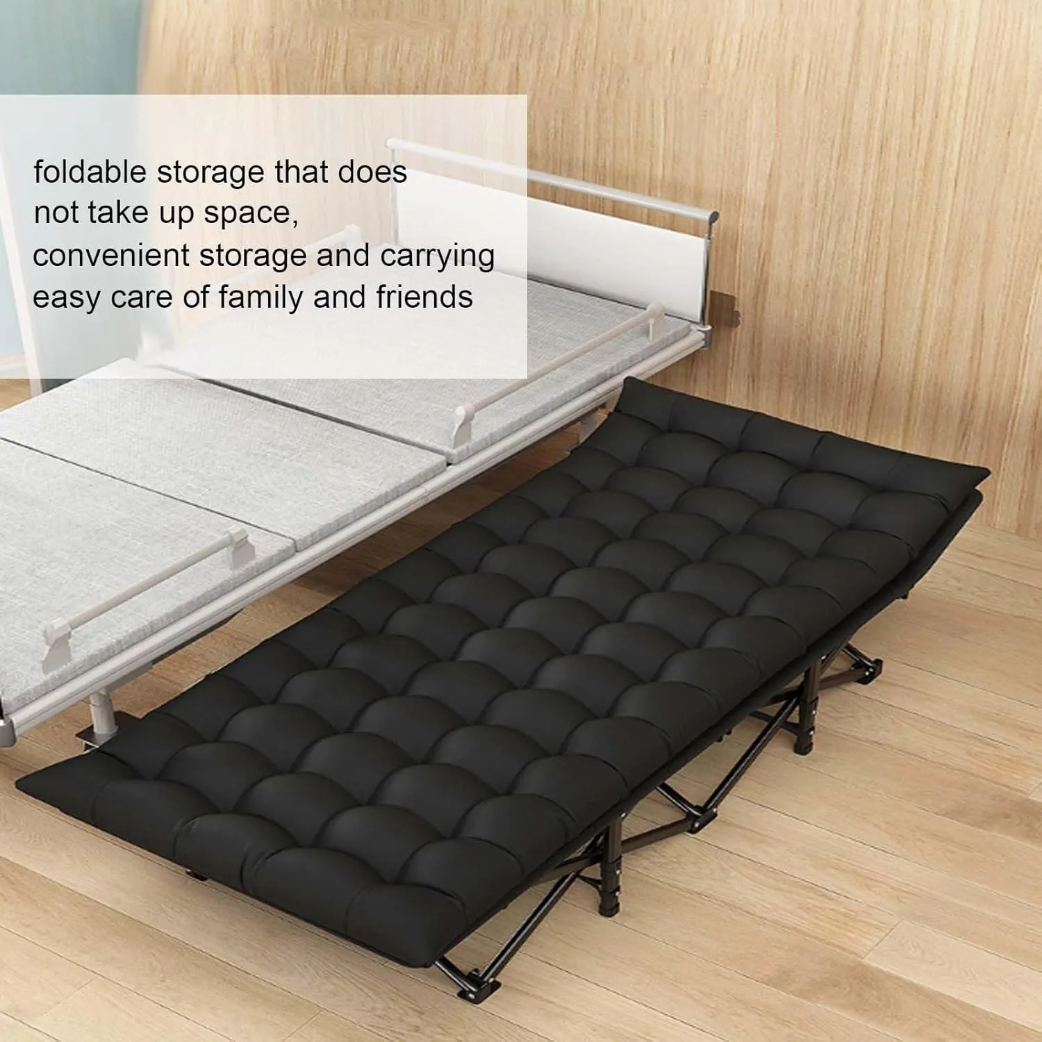 Portable Folding Adult Bed,Camping Cot Folding Camping Bed, Camp Beds for Adults with Cushion, Portable Travel Camping Cot for Outdoor Indoor, Heavy Duty Sleeping Cots, Tent Camp Cot wit