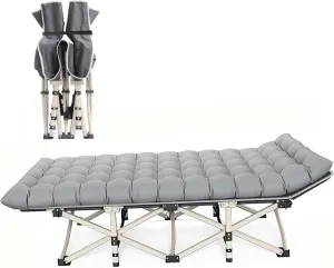 Portable Folding Adult Bed,Camping Cot Folding Camping Bed, Camp Beds for Adults with Cushion, Portable Travel Camping Cot for Outdoor Indoor, Heavy Duty Sleeping Cots, Tent Camp Cot wit