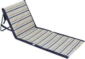 Portable Folding Beach Recliner, Camping Outdoor Suportable Folding Backrest Beach Recliner, Outdoor Supplies Beach Mat Folding Chair Beach Mat Folding Chair,Blue