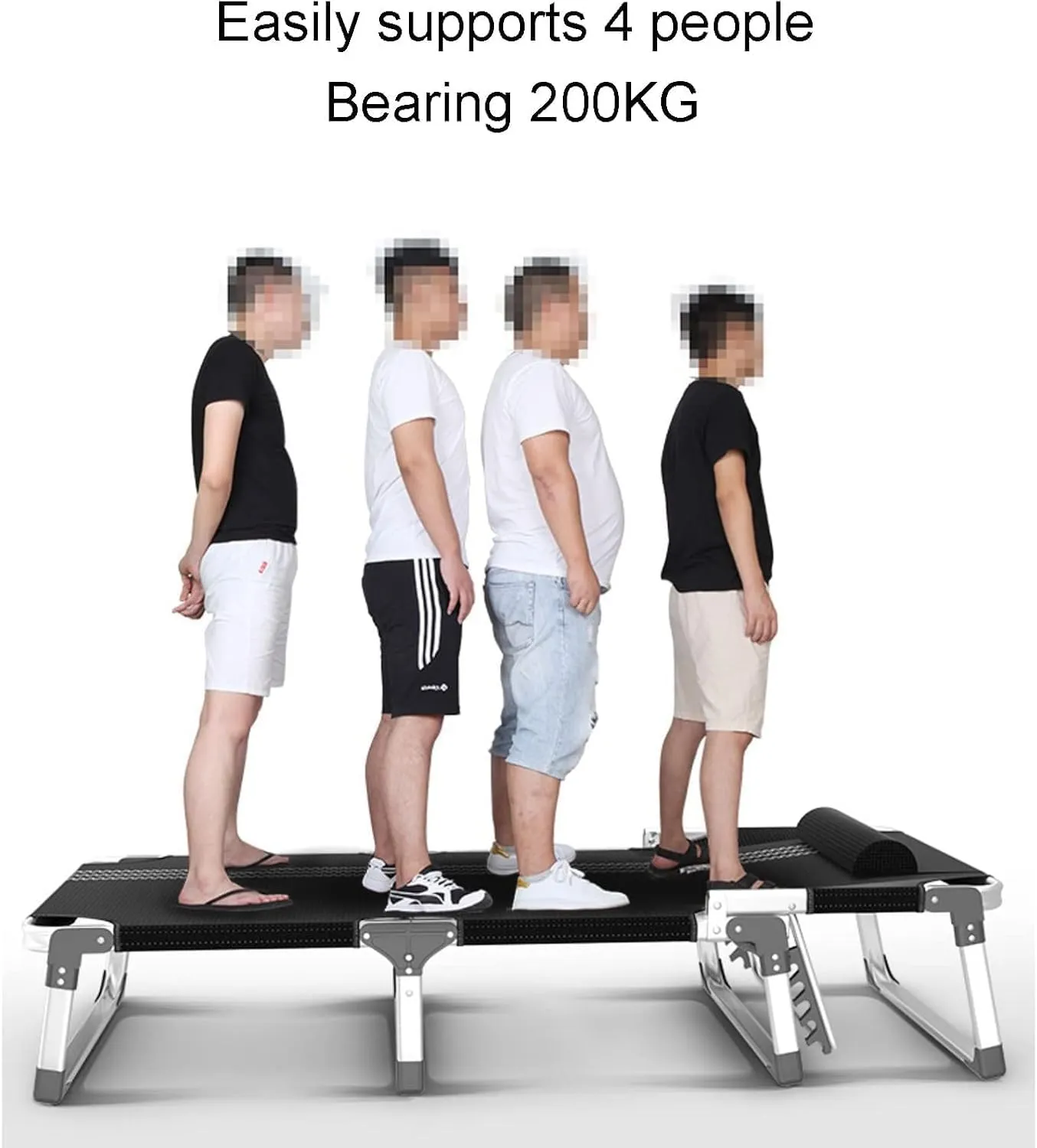 Portable Folding Bed 5 Gears Adjustable Folding Camping Bed with Mattress Cots for Camping Support 200kg Lounge Chair