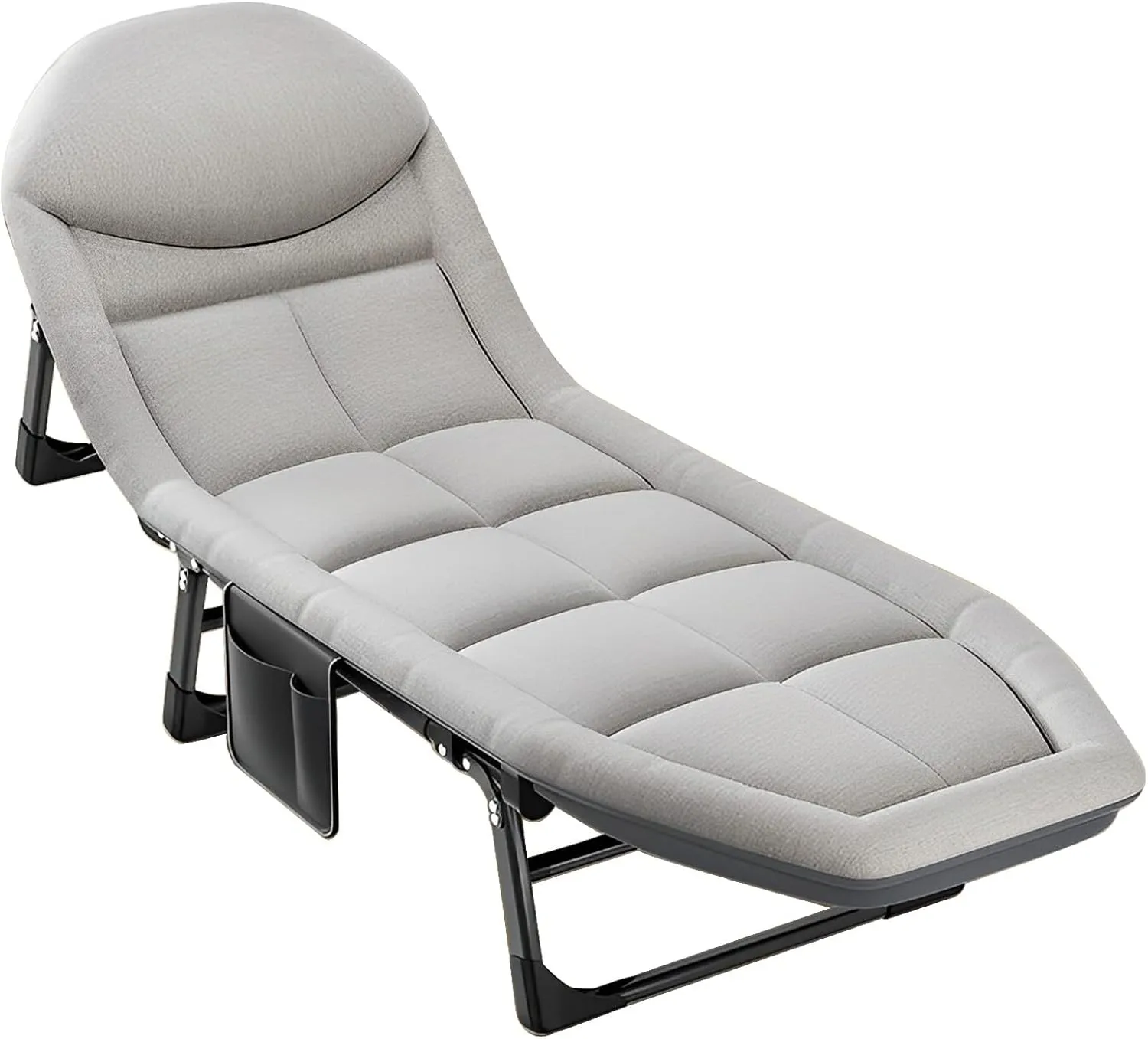 Portable Folding Camping Cot Bed, Adjustable Lounge Chair Outdoor Reclining Chaise, 78"x24" Sleeping Cot Chair for Travel and Office (Color : Dark Gray)
