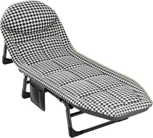 Portable Folding Camping Cot Bed, Adjustable Lounge Chair Outdoor Reclining Chaise, 78"x24" Sleeping Cot Chair for Travel and Office (Color : Light Gray)