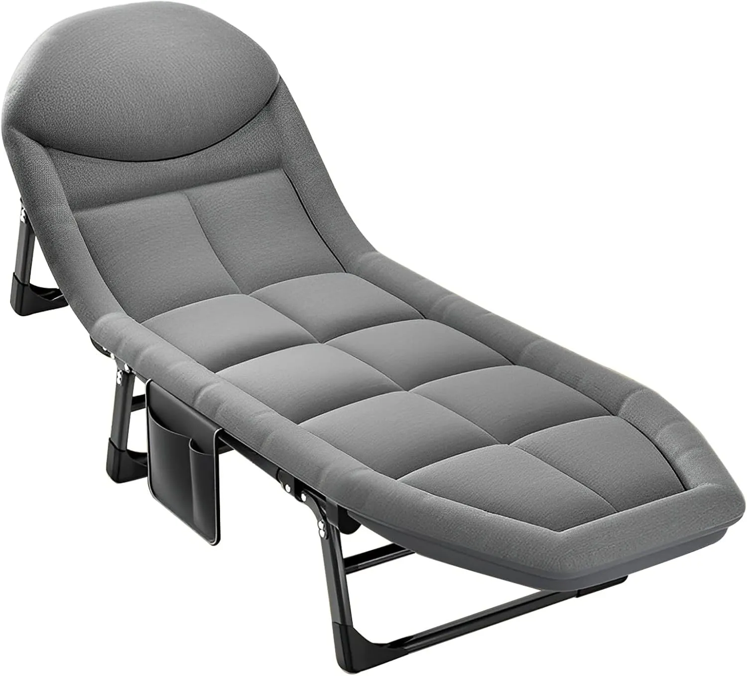 Portable Folding Camping Cot Bed, Adjustable Lounge Chair Outdoor Reclining Chaise, 78"x24" Sleeping Cot Chair for Travel and Office (Color : Light Gray)