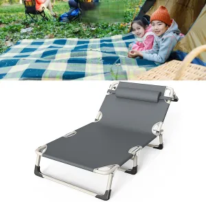 Portable Folding Camping Cot, Oversize 28in Adjustable 4-Position Adults Reclining Lounge Chairs with Pillow, Perfect for Camping, Pool, Beach