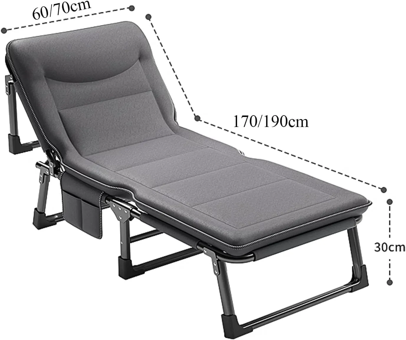 Portable Folding Camping Cot w/Mattress and Pillow Adjustable 4-Position Adult Sleeping Bed Outdoor Patio Chaise Reclining Chaise for Home Office Camp Travel