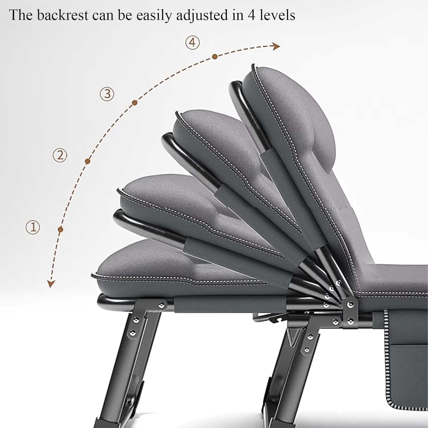 Portable Folding Camping Cot w/Mattress and Pillow Adjustable 4-Position Adult Sleeping Bed Outdoor Patio Chaise Reclining Chaise for Home Office Camp Travel