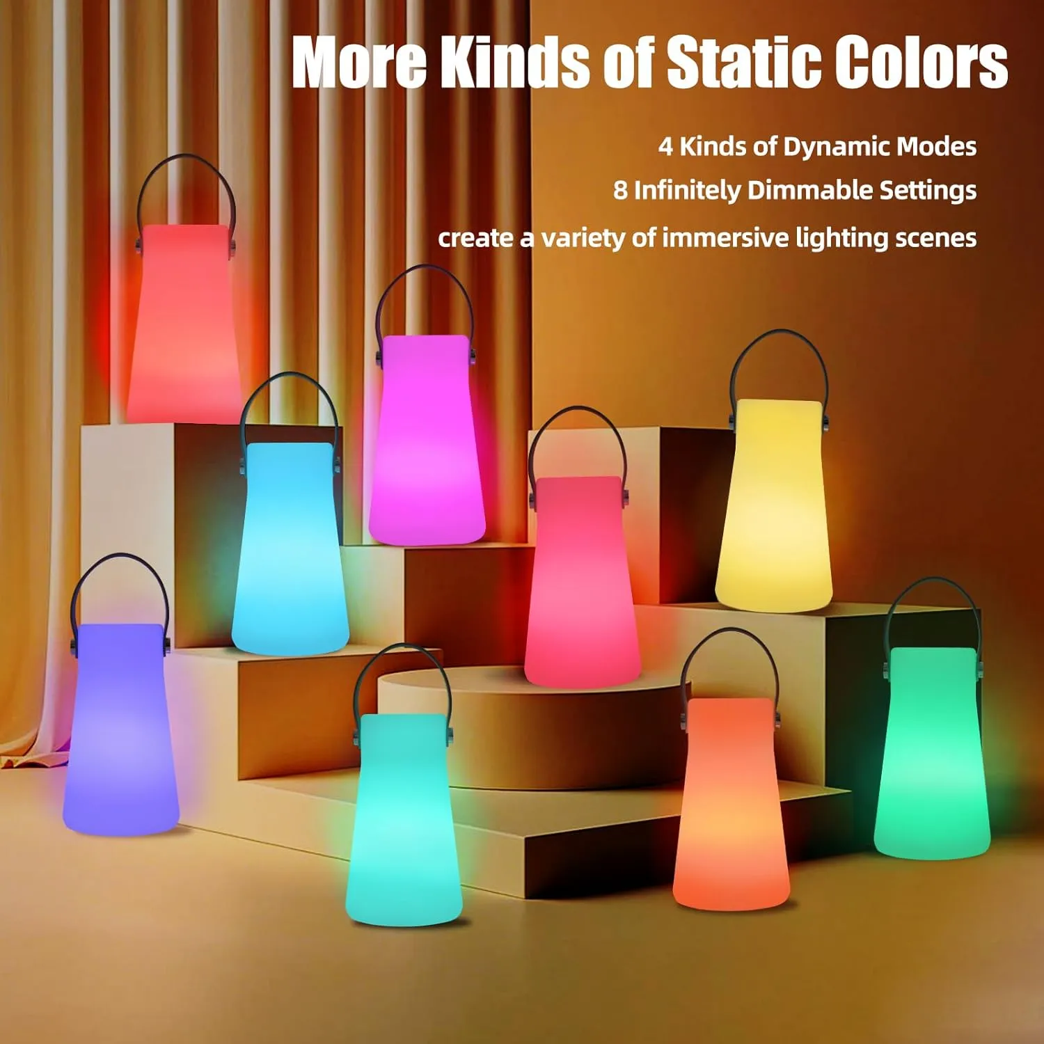 Portable Night Light LED Outdoor Camping Lantern Rechargeable Table Night Lamp Dimmable Waterproof Table Light with Remote Control for Bedroom Garden Camping Dining (M)