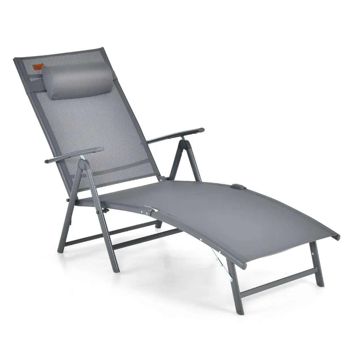Portable Reclining Chair with 7 Adjustable Position Backrest and Handrail