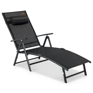 Portable Reclining Chair with 7 Adjustable Position Backrest and Handrail