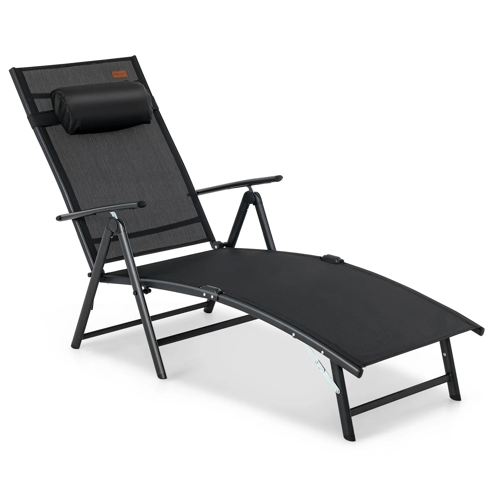 Portable Reclining Chair with 7 Adjustable Position Backrest and Handrail