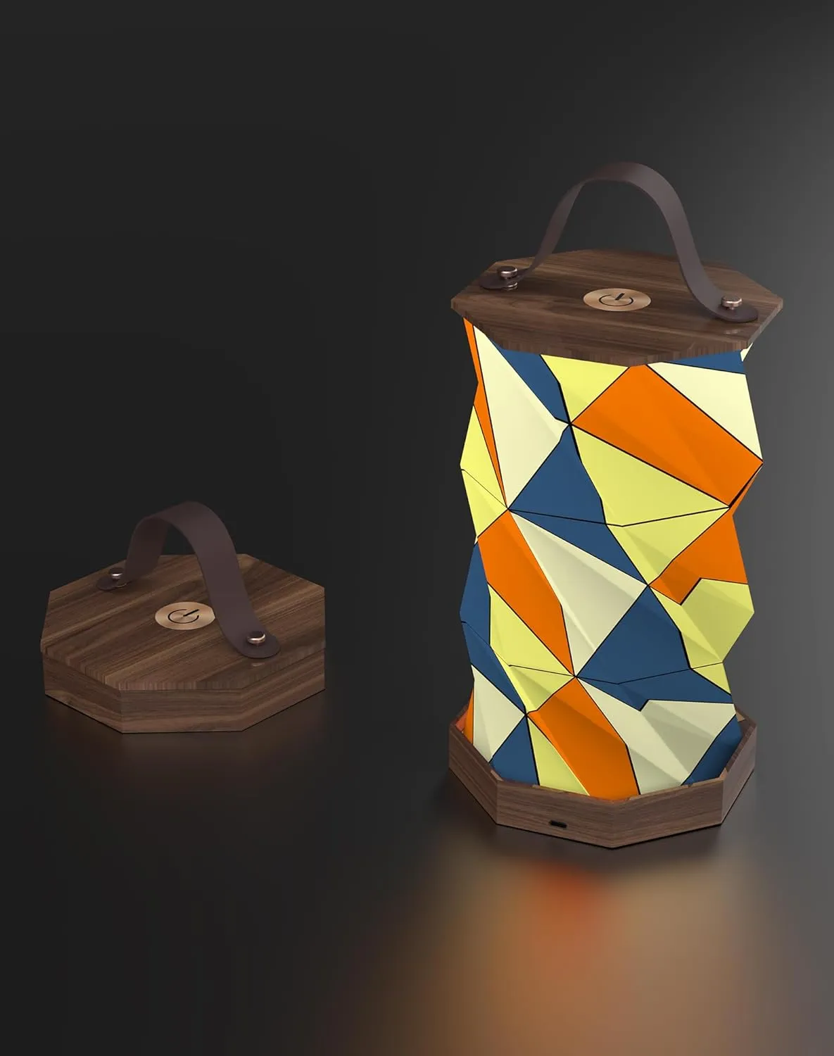 Portable Wooden Table Lamp with USB, Camping Lantern, Outdoor Lamp, Foldable Japanese Lantern Light, Folding Paper Lamp for Caming,Travelling (Walnut)