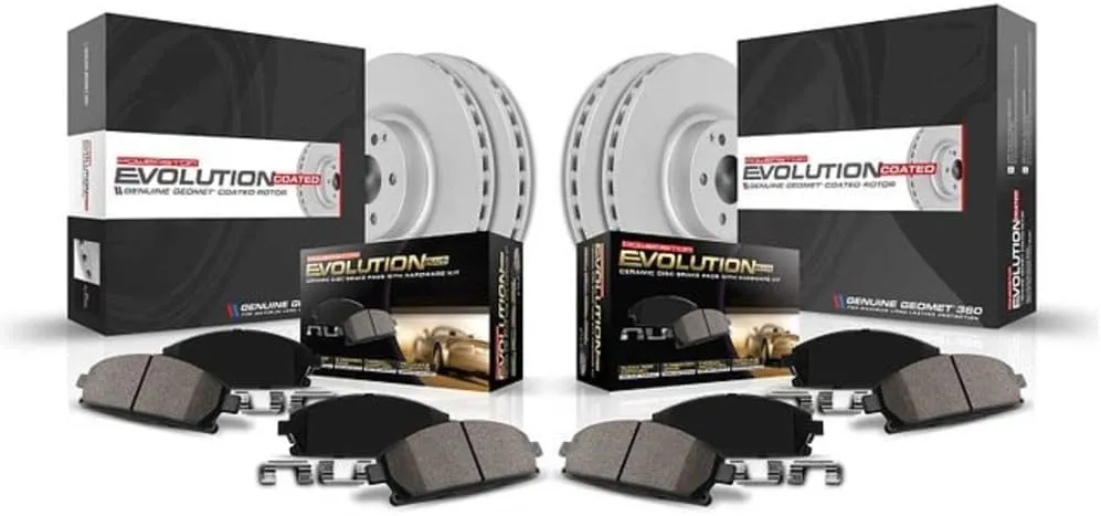 Power Stop CRK5830 Coated Brake Rotor & Ceramic Brake Pads- front & rear For Subaru Legacy 2010-2014, Subaru Outback 2010-2014 [Model Specific]