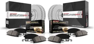 Power Stop CRK5830 Coated Brake Rotor & Ceramic Brake Pads- front & rear For Subaru Legacy 2010-2014, Subaru Outback 2010-2014 [Model Specific]
