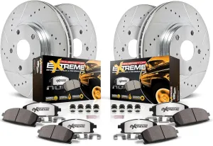 Power Stop K2070-36 Front and Rear Z36 Truck & Tow Brake Pads and Drilled and Slotted Brake Rotors Brake Kit For Cadillac Escalade|Chevrolet Avalanche|Chevy Silverado Suburban Tahoe|GMC Sierra|Yukon