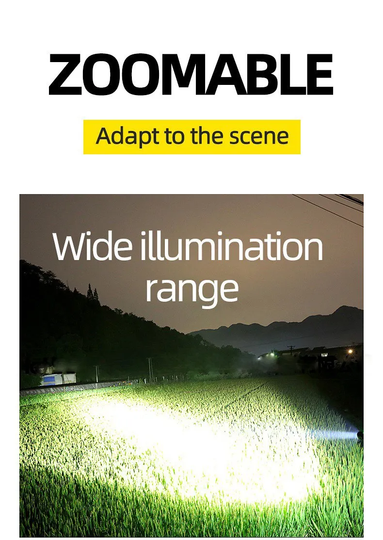 Powerful 5000LM LED Flashlight P50 LED Flashlight USB Rechargeable Torch Telescopic Zoom 4Mode Flashlight Lantern Built-in 18650/26650 Battery