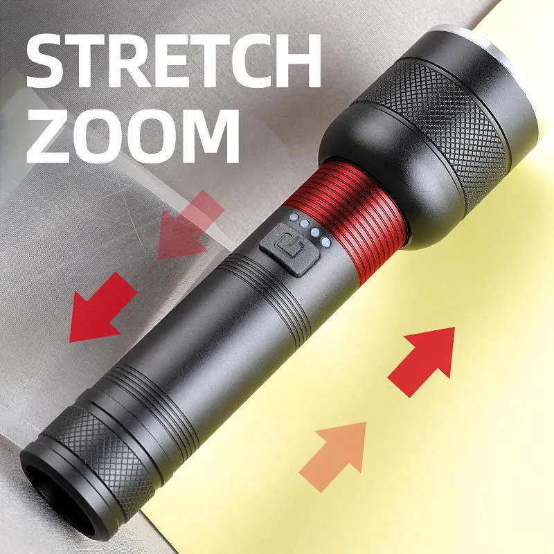 Powerful 5000LM LED Flashlight P50 LED Flashlight USB Rechargeable Torch Telescopic Zoom 4Mode Flashlight Lantern Built-in 18650/26650 Battery