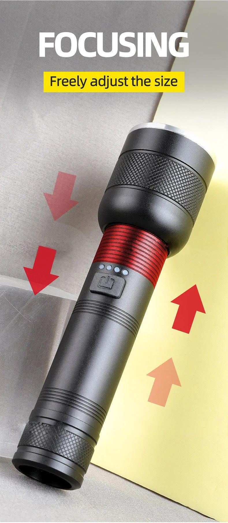 Powerful 5000LM LED Flashlight P50 LED Flashlight USB Rechargeable Torch Telescopic Zoom 4Mode Flashlight Lantern Built-in 18650/26650 Battery