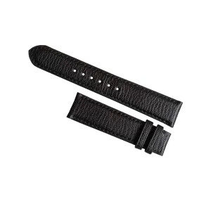 Premium Black Goat leather watch band, Handmade Alran Chevre Sully leather watch strap (15mm, Steel Folding Clasp)