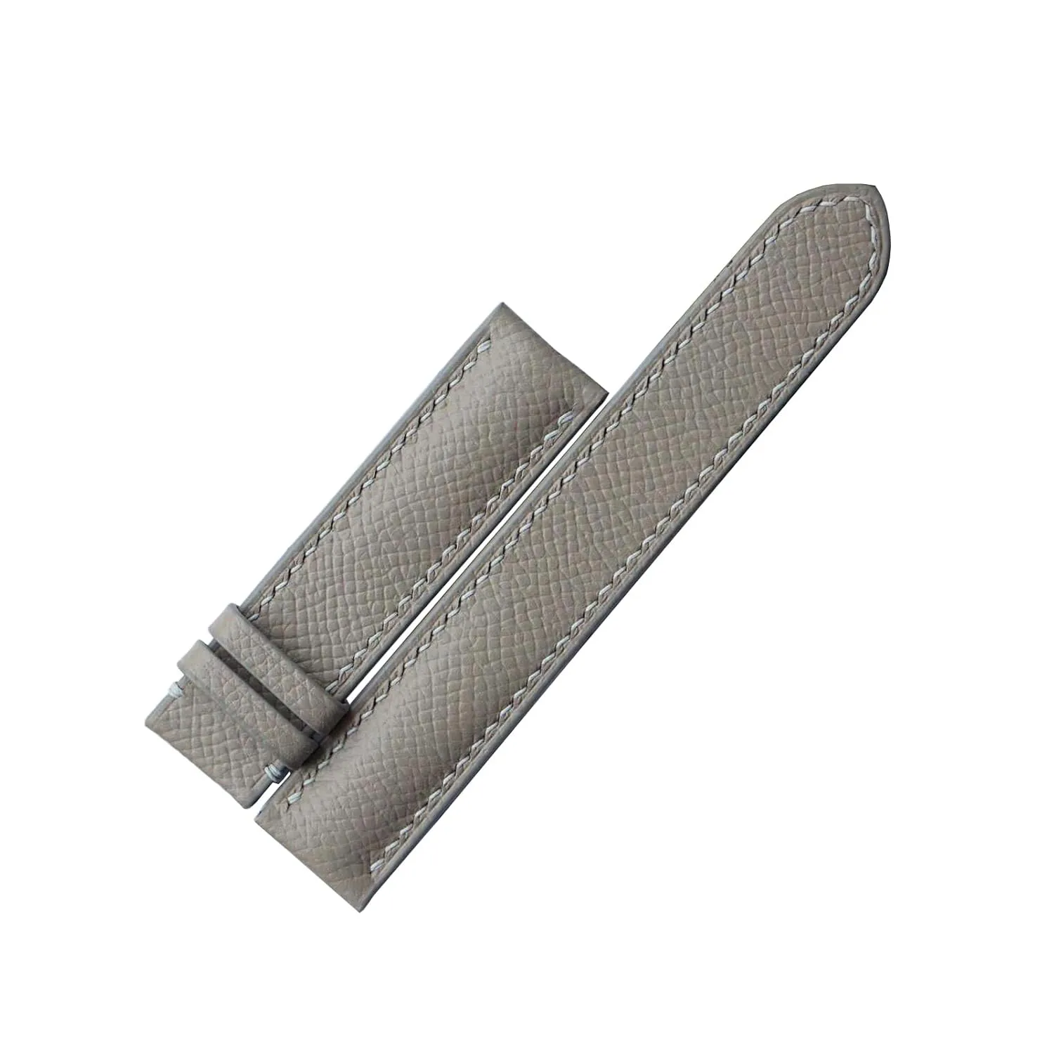 Premium Gray Epsom leather watch band, Handmade Calf leather watch strap (20mm, Steel Folding Clasp)