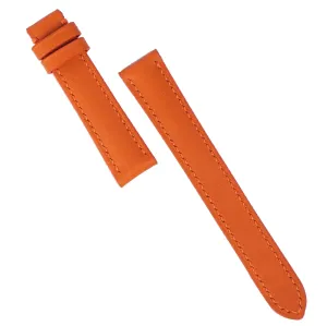 Premium Orange Calf leather watch band, Handmade Calf leather watch strap (20mm, Steel Folding Clasp)