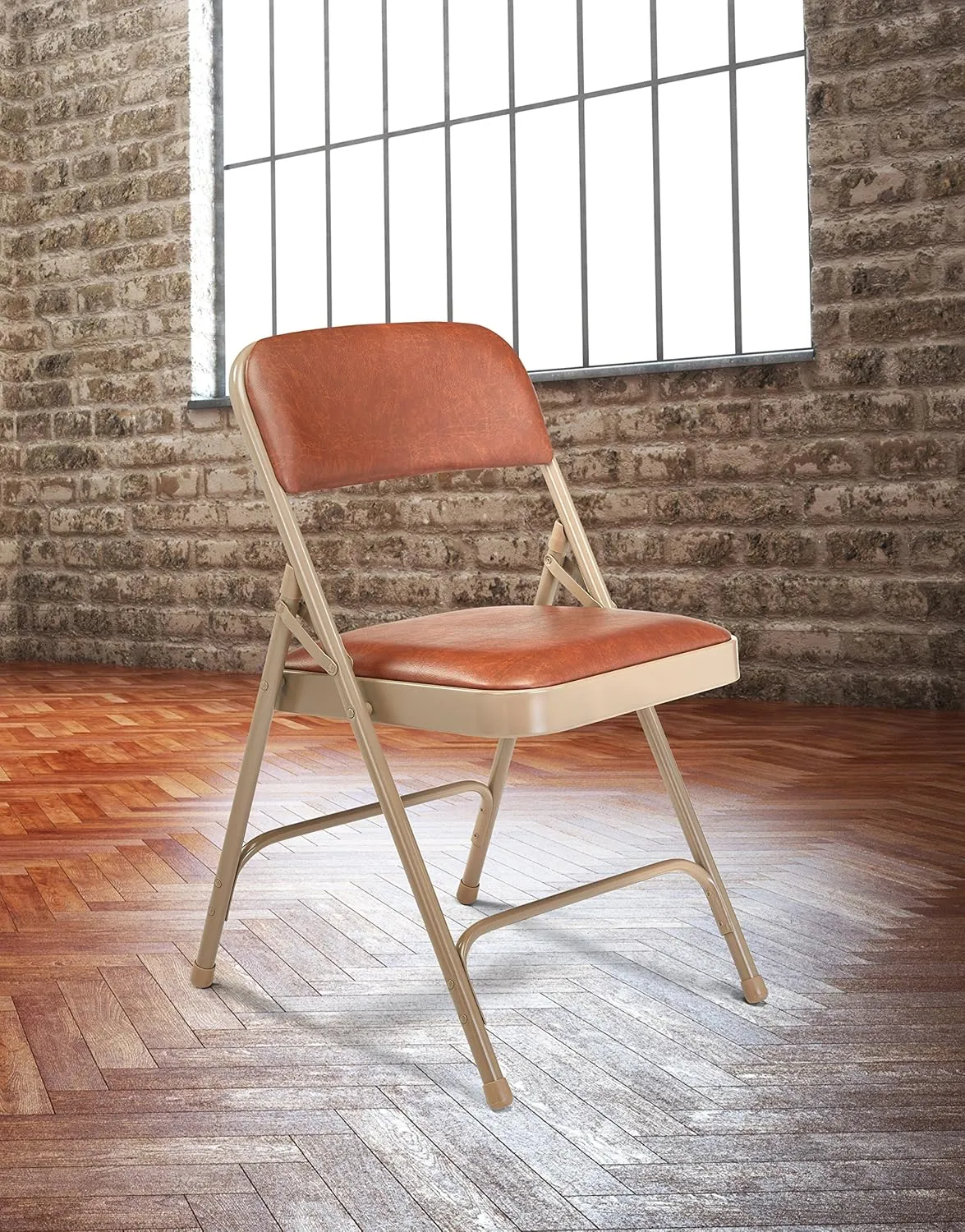 Premium Padded Portable Folding Chairs by National Public Seating – 1200 Series Upholstered, Heavy-Duty Foldable Chairs for Indoor & Outdoor Use – Set of 4, Comfortable & Durable, Honey Brown