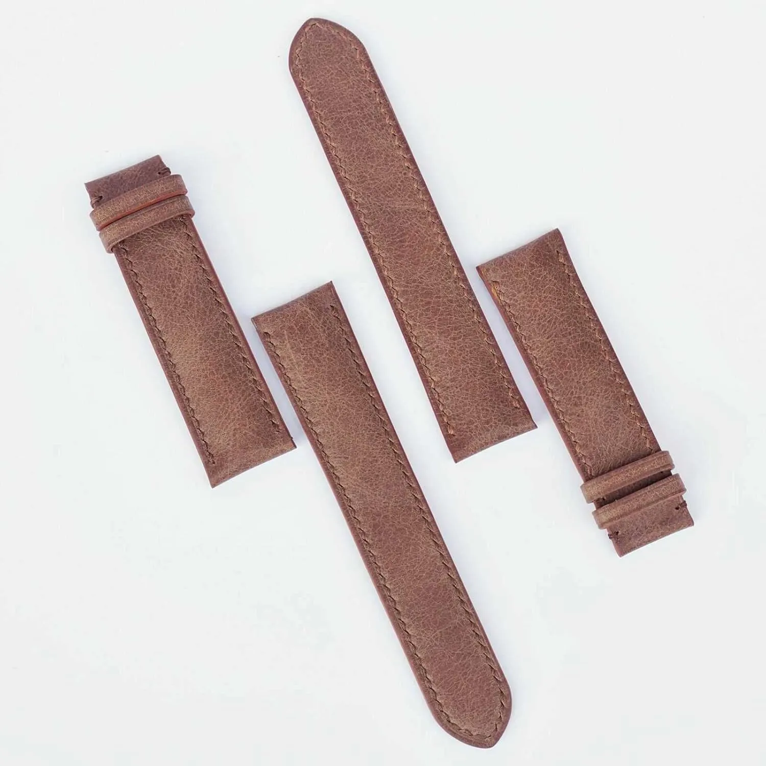Premium Vintage leather watch band, Handmade Tuscany Cow leather watch strap (18mm, Steel Folding Clasp)
