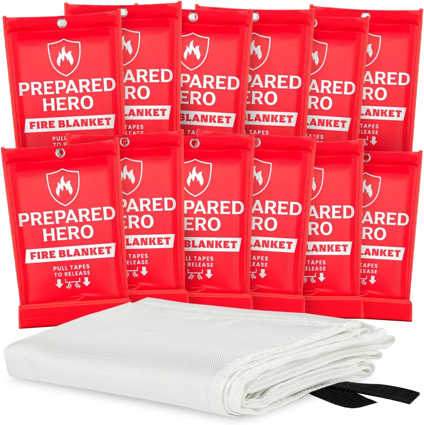 Prepared Hero Emergency Fire Blanket - 2 Pack - Fire Suppression Blanket for Kitchen, 40” x 40” Fire Blanket for Home, Fiberglass Fire Blanket