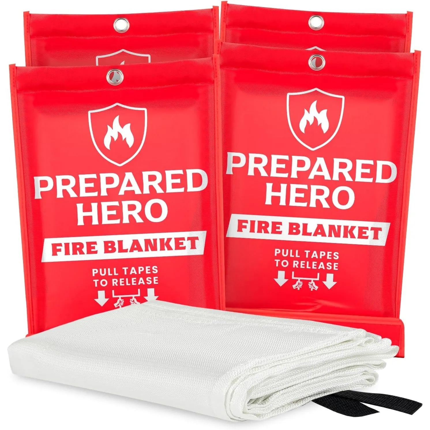 Prepared Hero Emergency Fire Blanket - 2 Pack - Fire Suppression Blanket for Kitchen, 40” x 40” Fire Blanket for Home, Fiberglass Fire Blanket