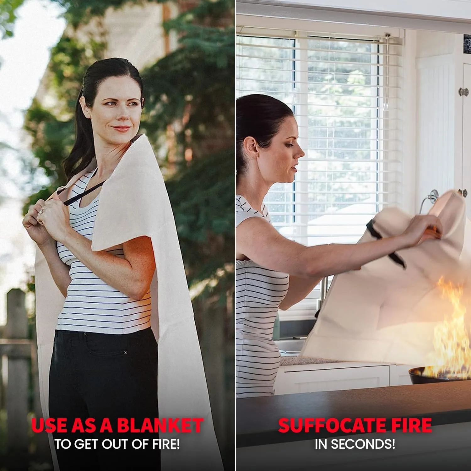 Prepared Hero Emergency Fire Blanket - 8 Pack - 40" x 40" Fiberglass Suppression Blanket for Kitchen and Home