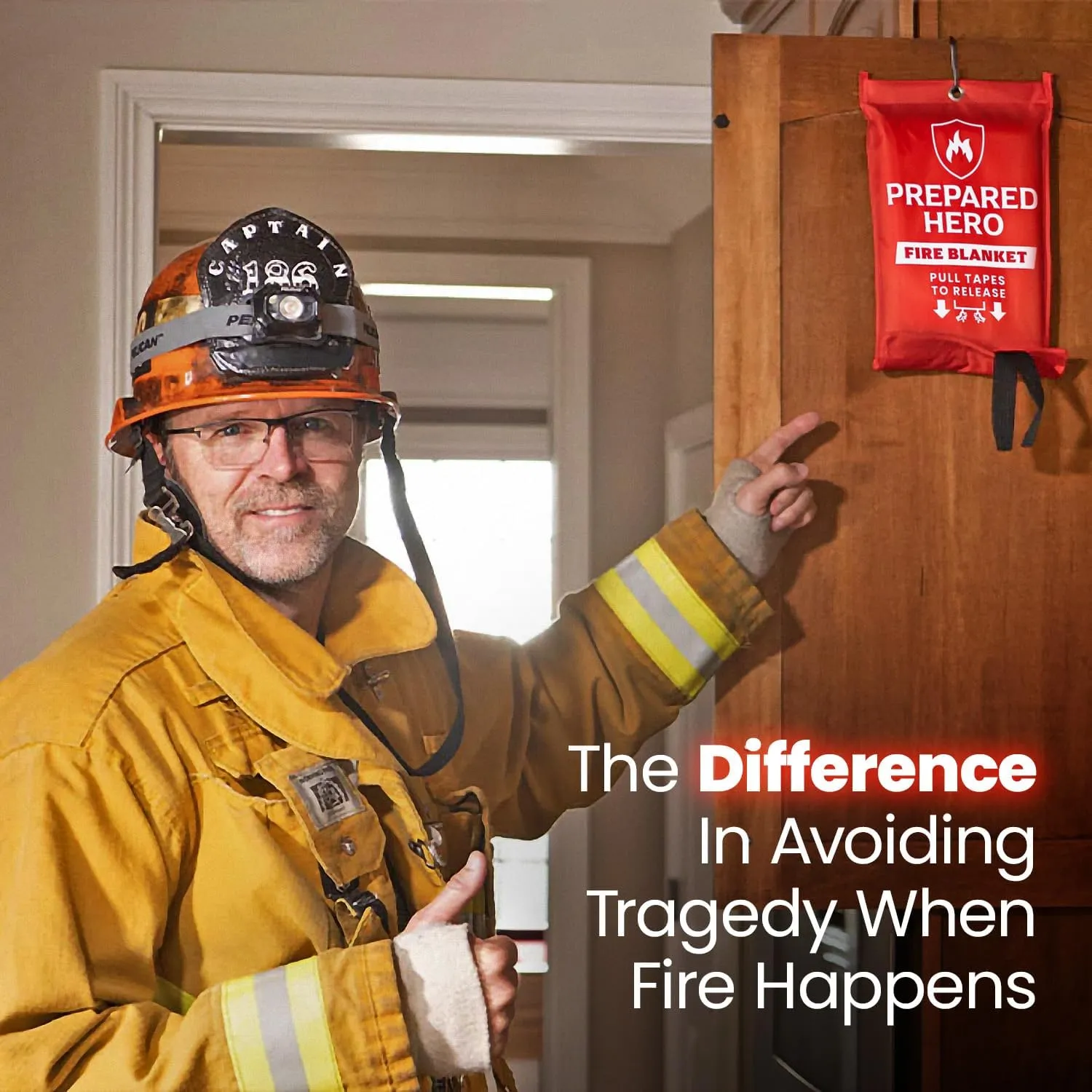 Prepared Hero Emergency Fire Blanket - 8 Pack - 40" x 40" Fiberglass Suppression Blanket for Kitchen and Home