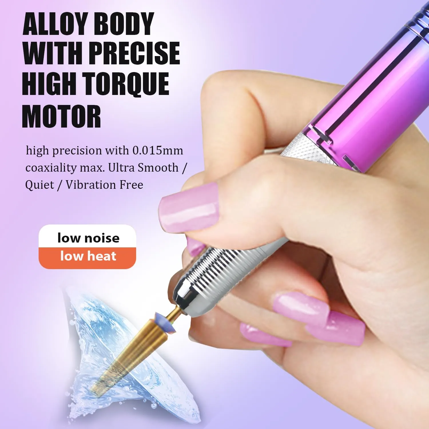 Professional Nail Drill, Lumcrissy 35000RPM Professional Nail File Machine, Rechargeable Efile for Acrylic Gel Nails with Ceramic Drill Bits Set& Sanding Bands for Manicure Salon Home Use