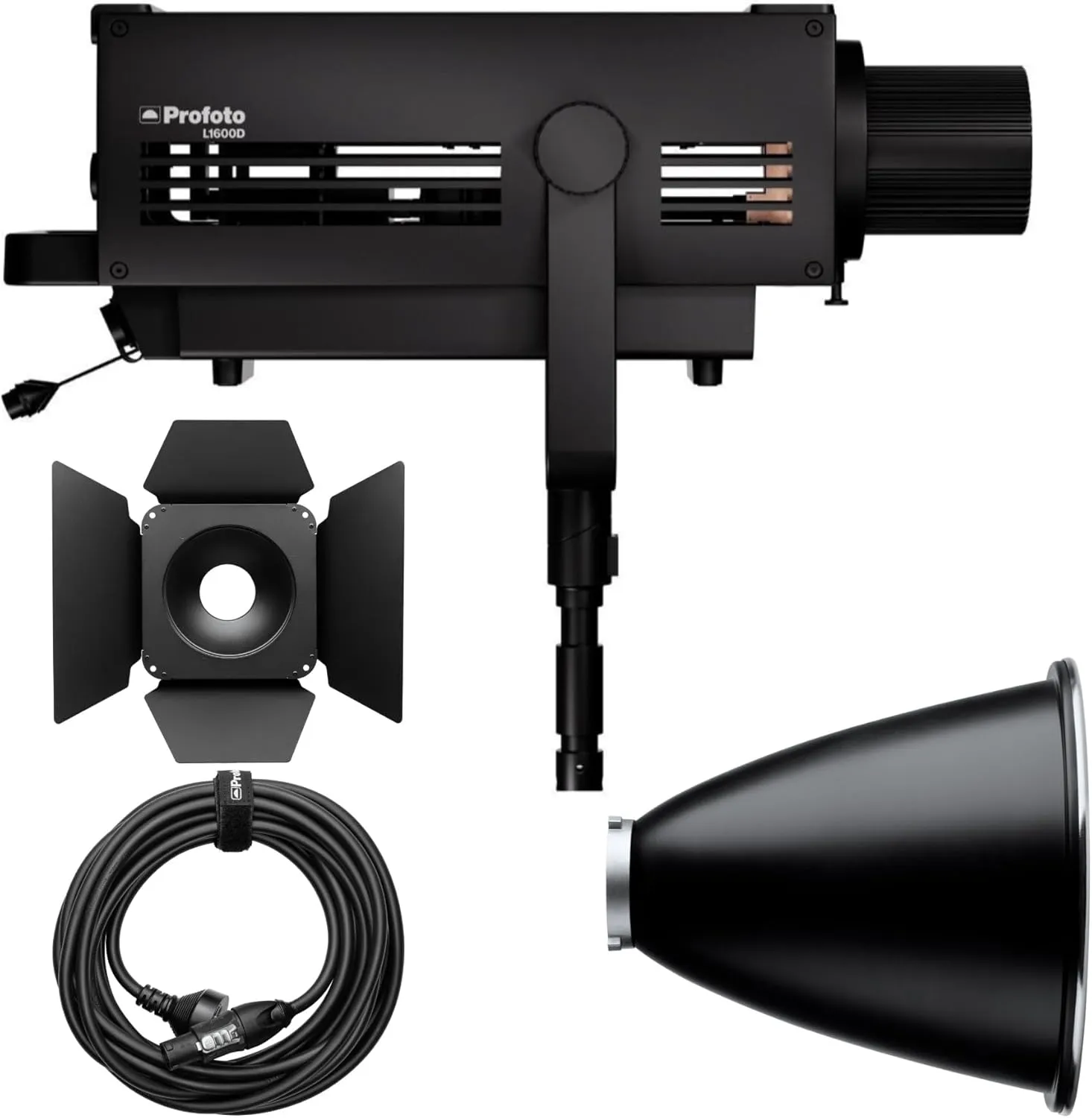 Profoto L1600d Mono-Led Continuous Light with Adjustable Color Temperature - High-Power 1600w Studio Light for Photography & Video Production Bundle with Rotating Barndoor, and Accessories (4 Items)