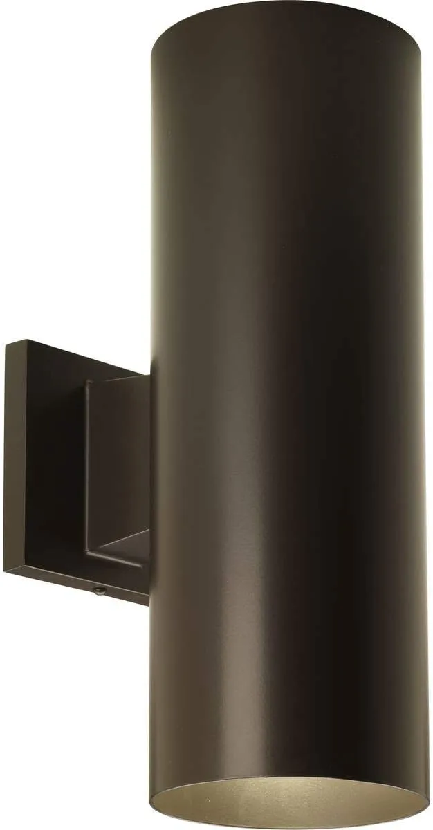 Progress Lighting P5675-20/30K 5in Cylinder Modern Outdoor Wall Lantern Light, 14 Inch Tall, Antique Bronze (LED)