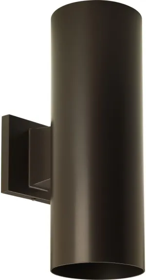 Progress Lighting P5675-20/30K 5in Cylinder Modern Outdoor Wall Lantern Light, 14 Inch Tall, Antique Bronze (LED)