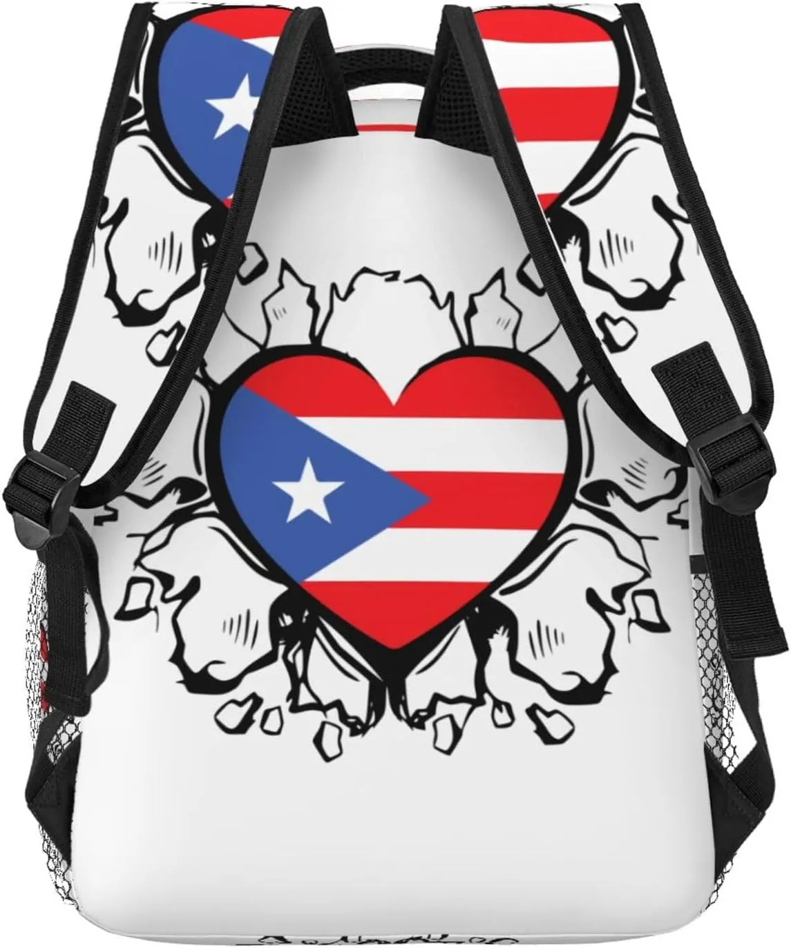Puerto Rico Flag Backpack Adjustable Shoulder Strap Bookbag, Casual Daypack Lightweight Backpack for Adults