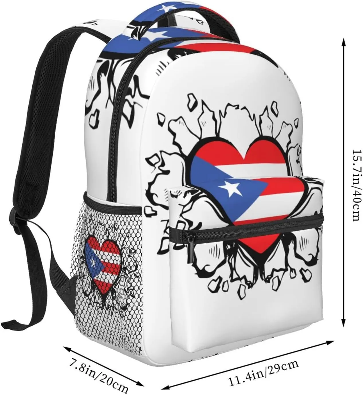 Puerto Rico Flag Backpack Adjustable Shoulder Strap Bookbag, Casual Daypack Lightweight Backpack for Adults