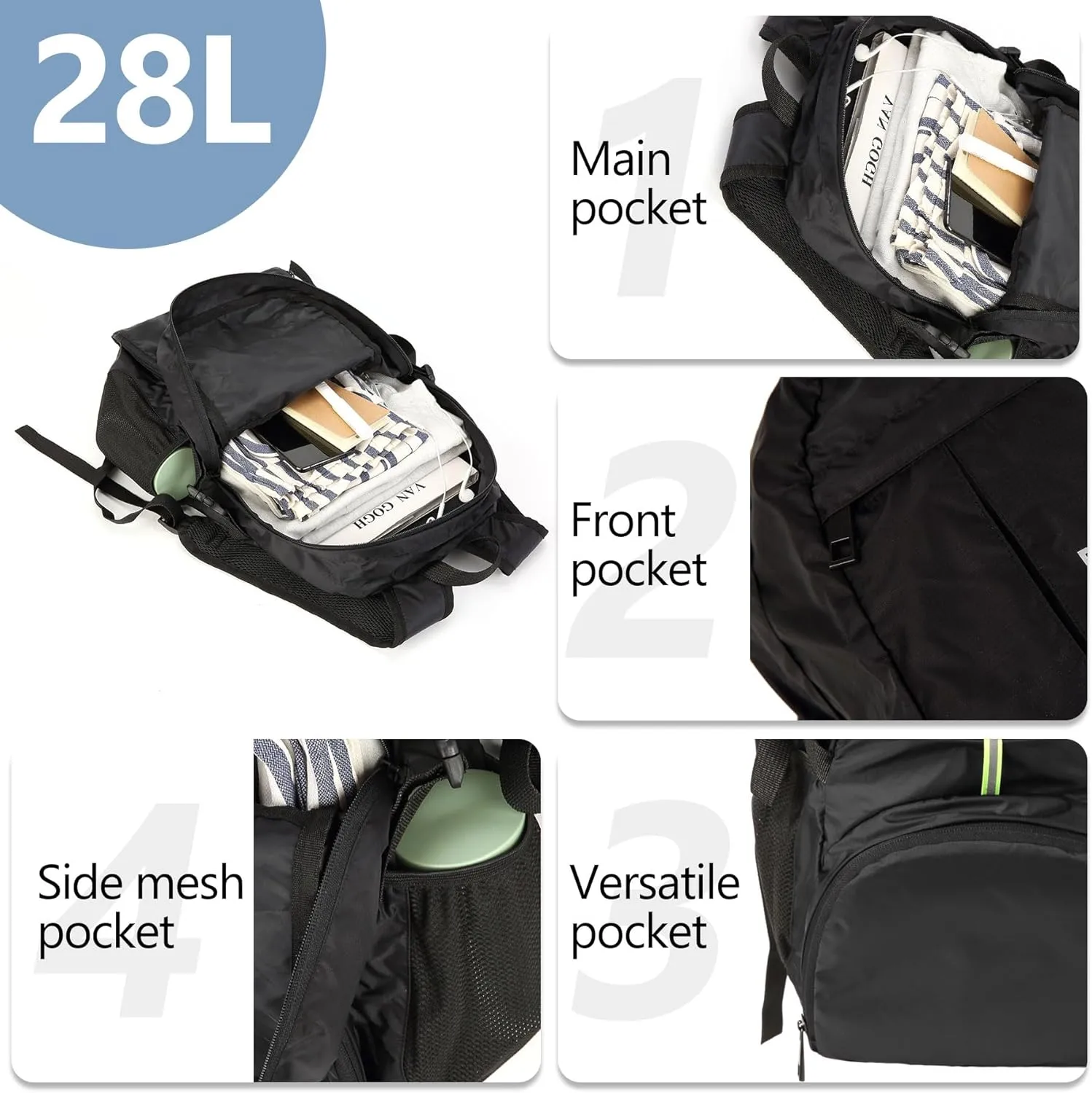 PUREMSX Hiking Packable Daypack, Adult Spring Water Resistant Lightweight Backpack for Outdoor Travel, Beige
