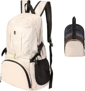PUREMSX Hiking Packable Daypack, Adult Spring Water Resistant Lightweight Backpack for Outdoor Travel, Beige