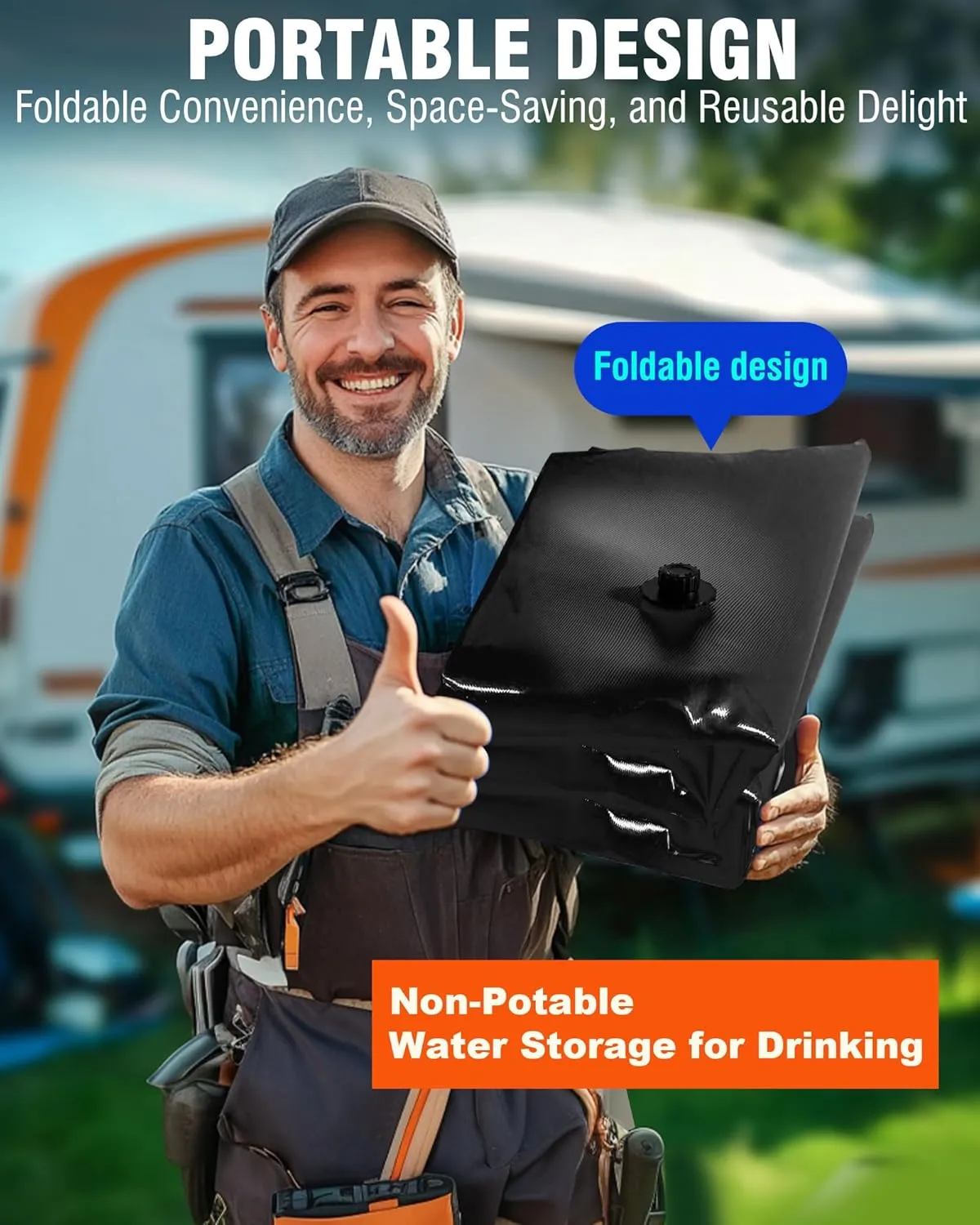 PYY Portable 143 Gallon Water Bladder - Truck Bed,Carrier Cart, Large Water Bob Bathtub Emergency Water Bladders for Outdoor RV & Car Camping,Water Storage Bladder with Spigot,Overflow Kit-Black 540L