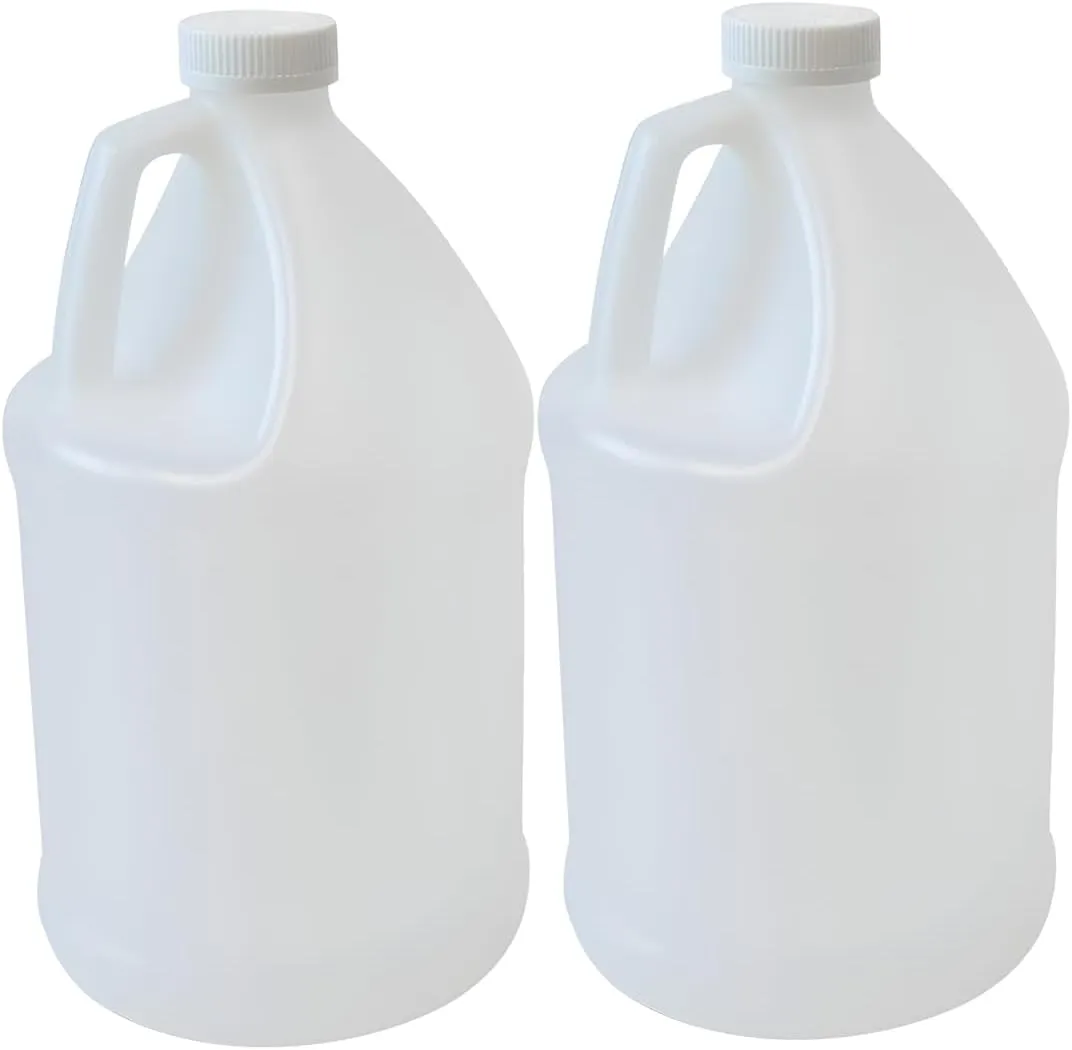 Quality Chemical Reusable 1-Gallon Plastic Jug – BPA-Free, Leak-Resistant, Secure Screw-on Lid, Ergonomic Handle, BPA Free, HDPE Plastic, Stackable, Versatile Design for Storage (Pack of 2)