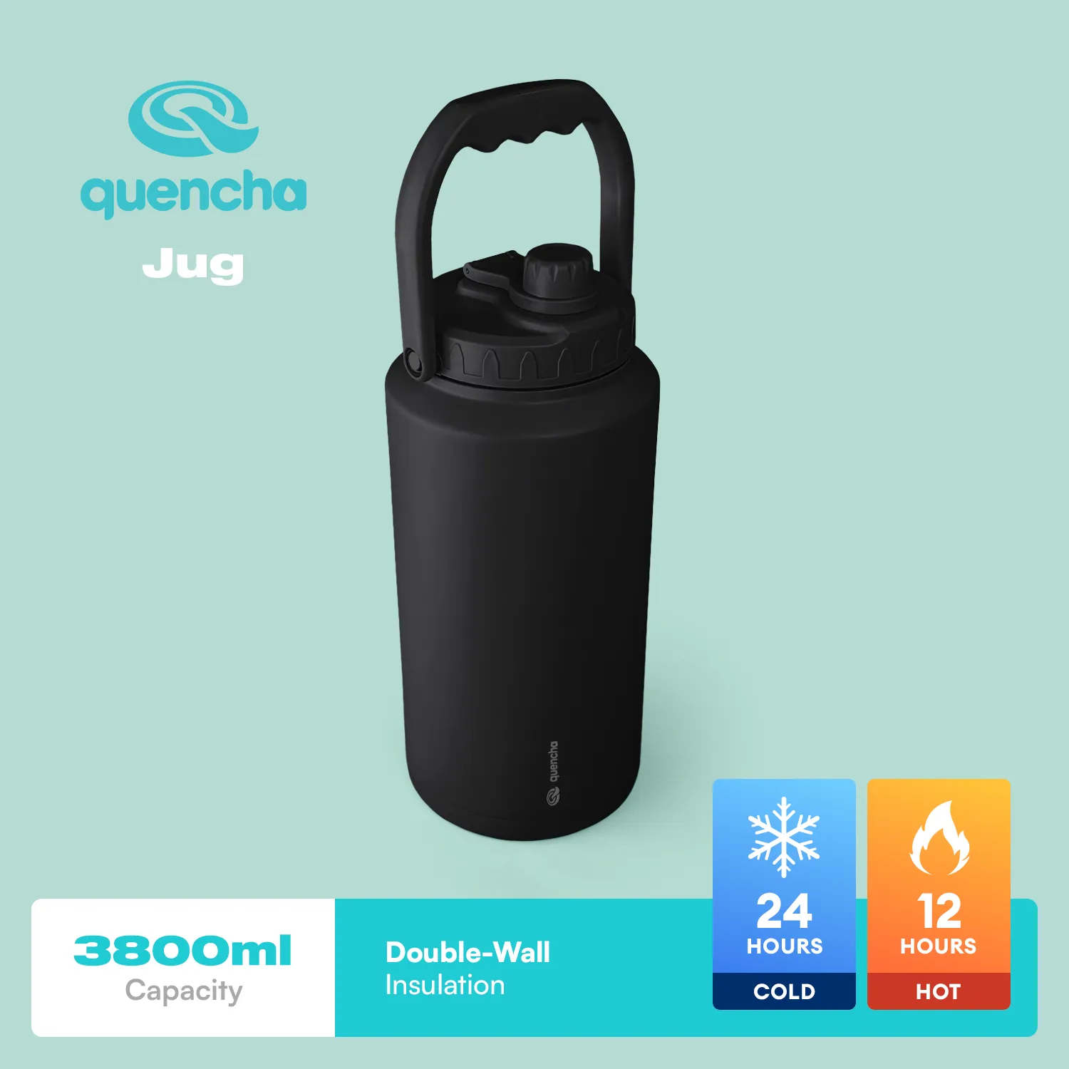QUENCHA 71oz & 128oz Sports Collection Sports Lid Insulated Water Jug