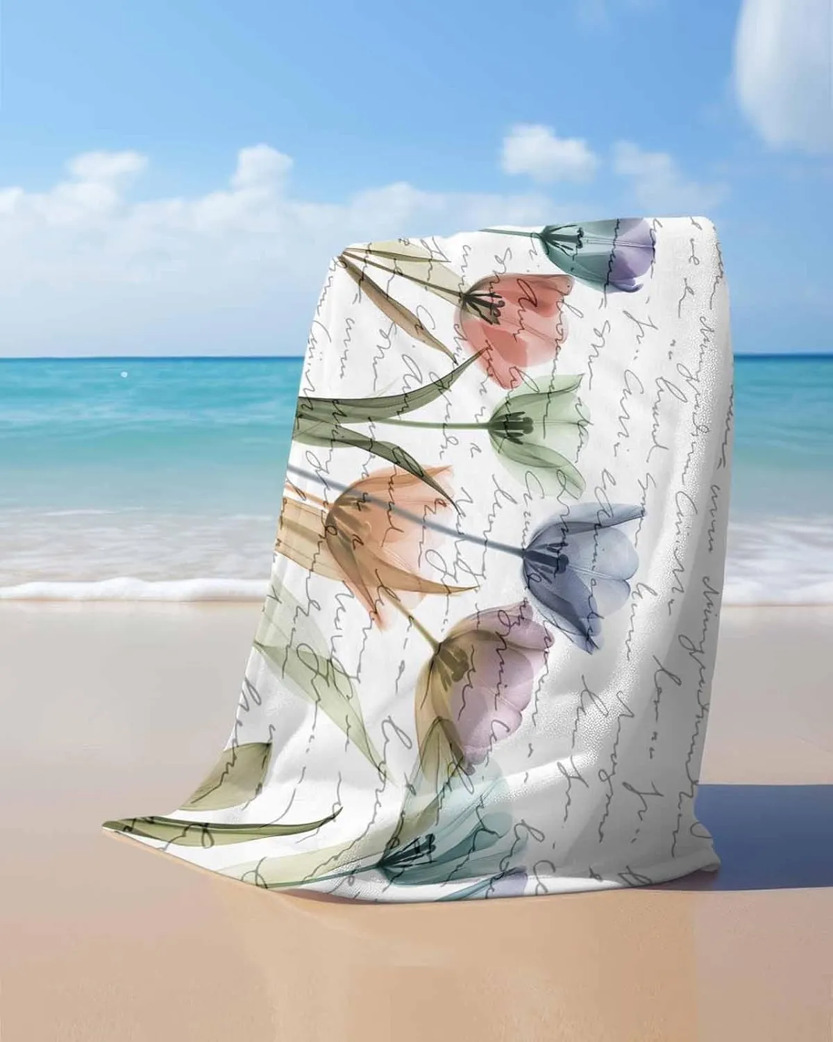 Quick-Drying Microfiber Beach Towel, Simple Modern Soft Absorbent Bath Shower Towels, Country Floral Lightweight Portable Towel/Blanket for Travel/Swimming Pool/Camping/Yoga/Gym，35x70 Inch