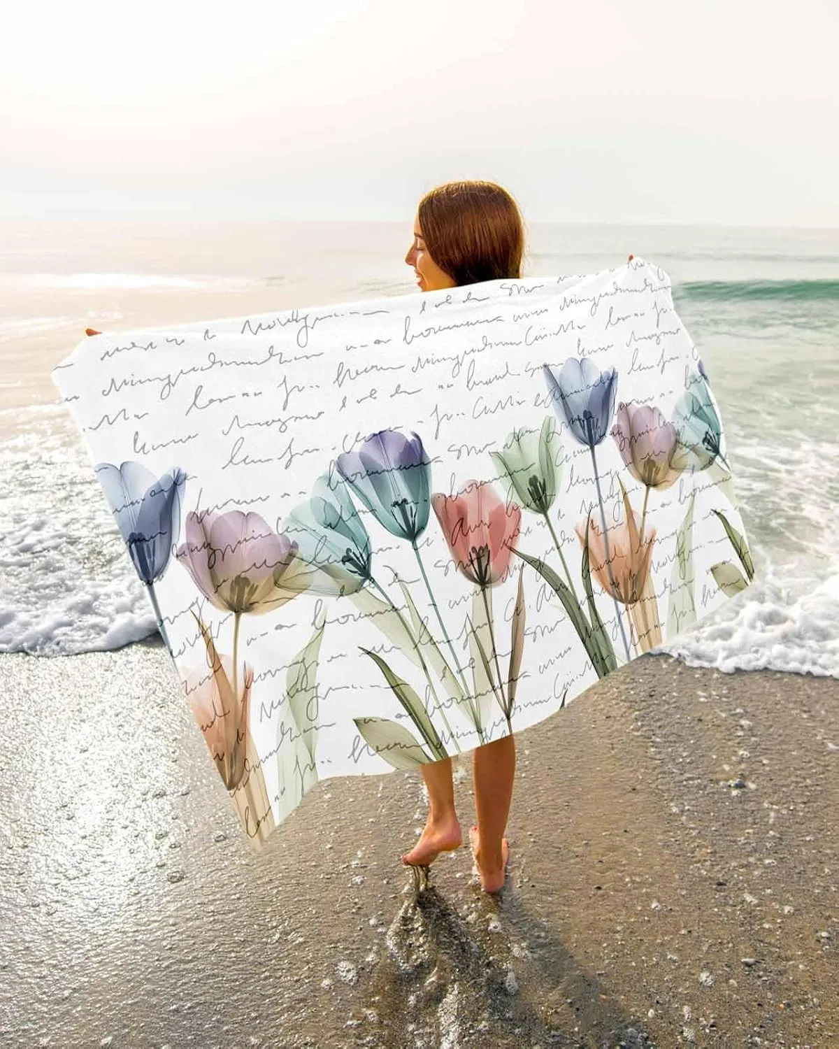 Quick-Drying Microfiber Beach Towel, Simple Modern Soft Absorbent Bath Shower Towels, Country Floral Lightweight Portable Towel/Blanket for Travel/Swimming Pool/Camping/Yoga/Gym，35x70 Inch