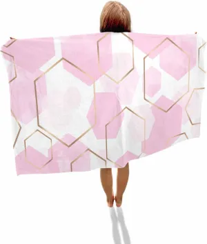 Quick-Drying Microfiber Beach Towel, Simple Soft Absorbent Bath Shower Towels, Pink Geometric Texture Lightweight Portable Towel/Blanket for Travel/Swimming Pool/Camping/Yoga/Gym，35x70 Inch