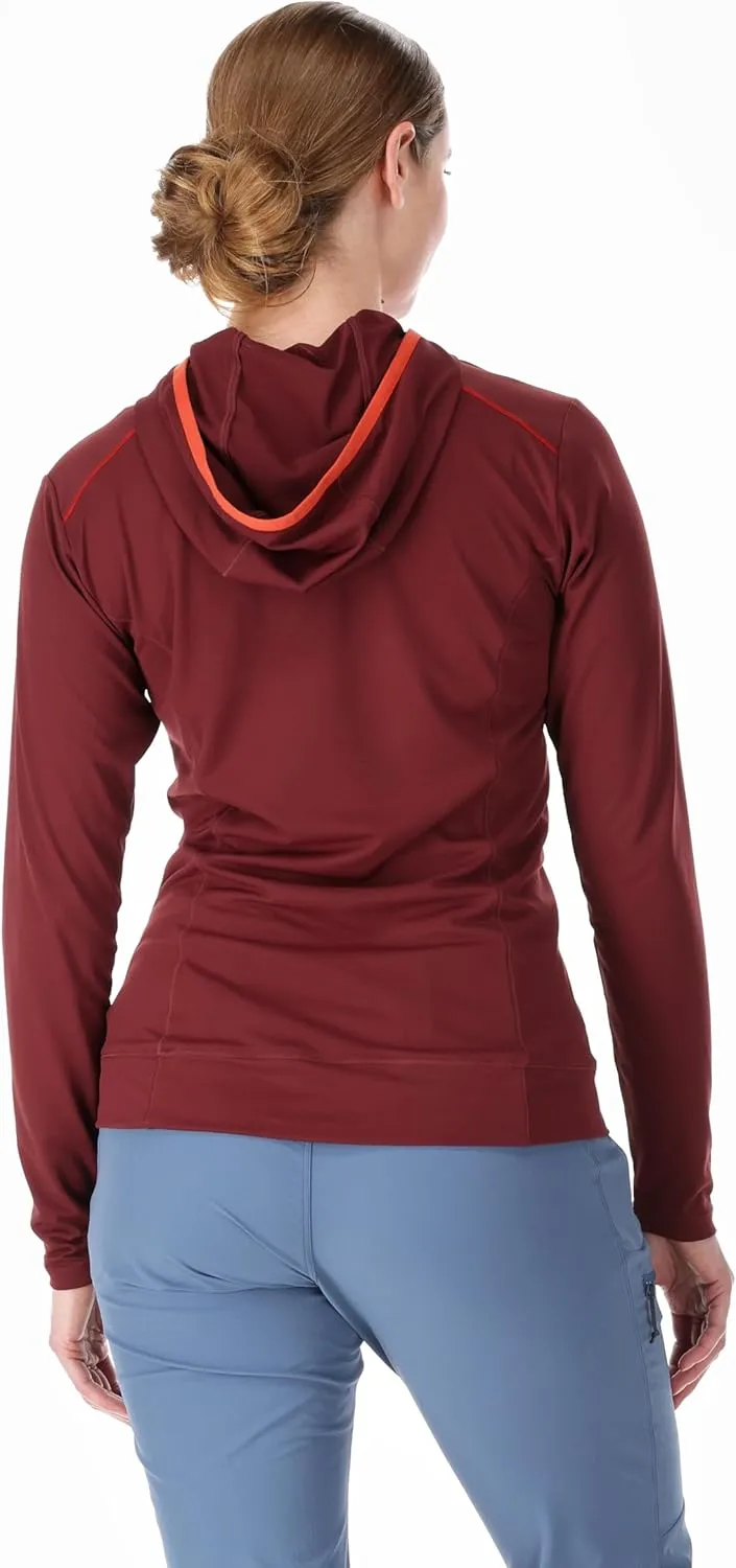 Rab Women's Force Hoody - Lightweight Long-Sleeve Hooded Baselayer Shirt for Hiking, Climbing, & Trail Running
