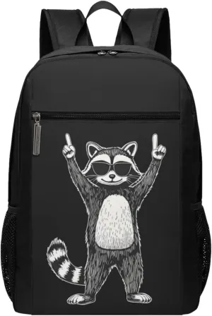 Raccoon Victory Gesture Backpack 17 Inch For Travel Laptops Backpack