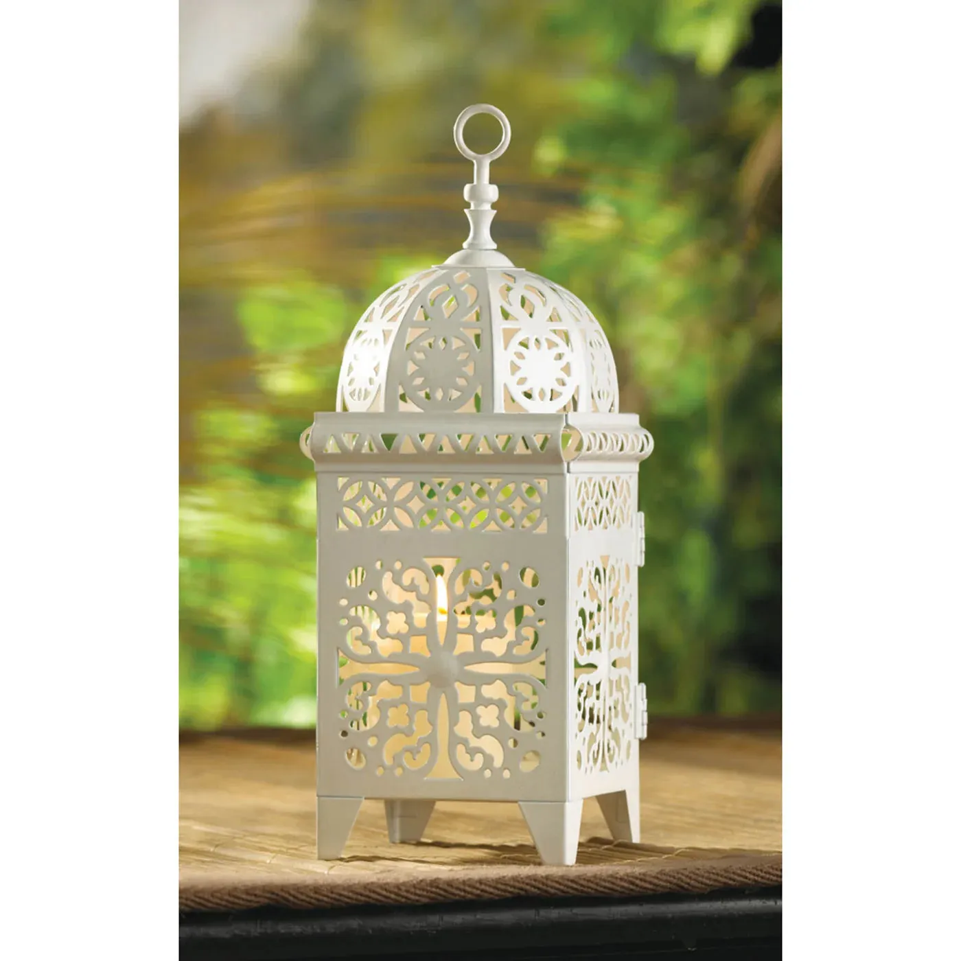 Rapid shipping LANTERN WHITE Beautiful CANDLE SCROLLWORK