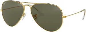 Ray-Ban RB3025 Sunglasses Bundle: RB 3025 AVIATOR LARGE METAL 001/58 Gold and Eyewear Cleaning Kit
