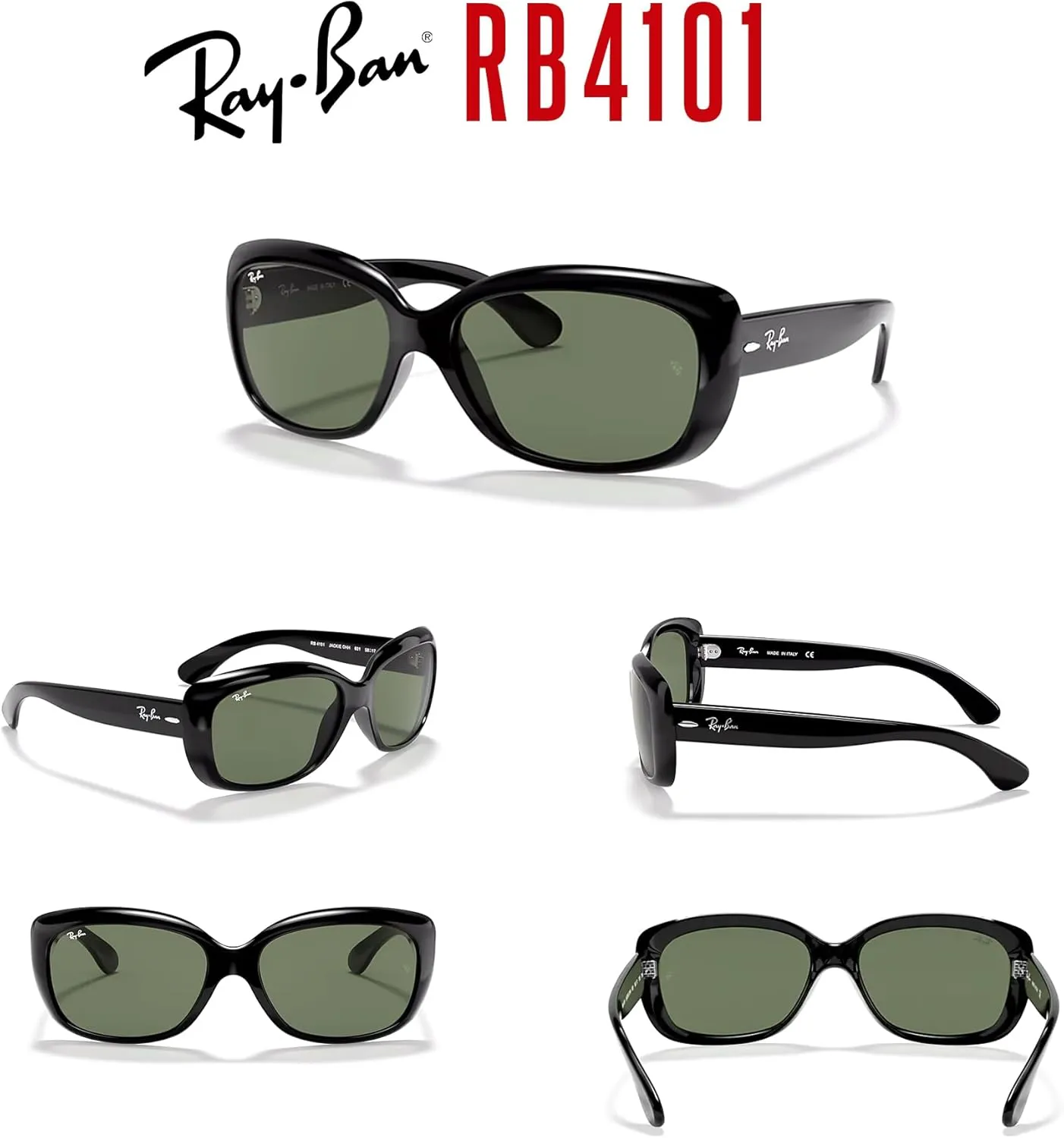 Ray-Ban RB4101 JACKIE OHH Cat Eye Sunglasses For Women   BUNDLE with Designer iWear Eyewear Care Kit